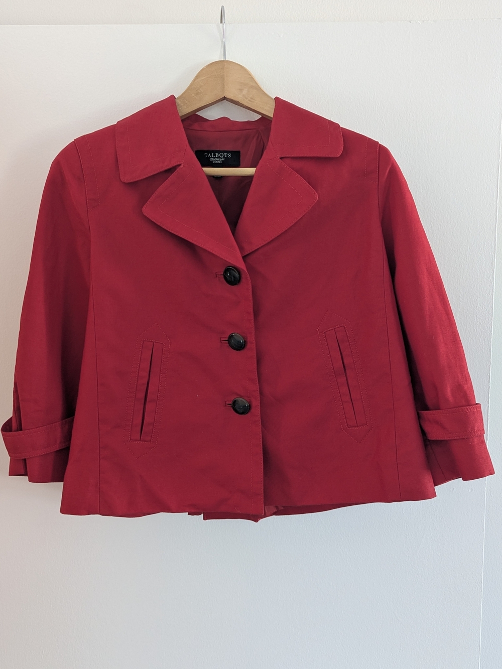 Talbots Red Cropped Button-Front Women's Swing Jacket